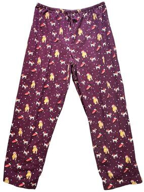 L.L.Bean Men's Pajama Pants Drawstring Waist Size XL Burgundy Christmas Dogs
